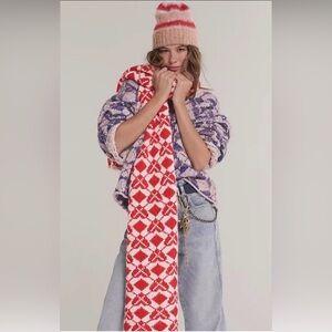 Free People Matchback Scarf, Red, White, NWT